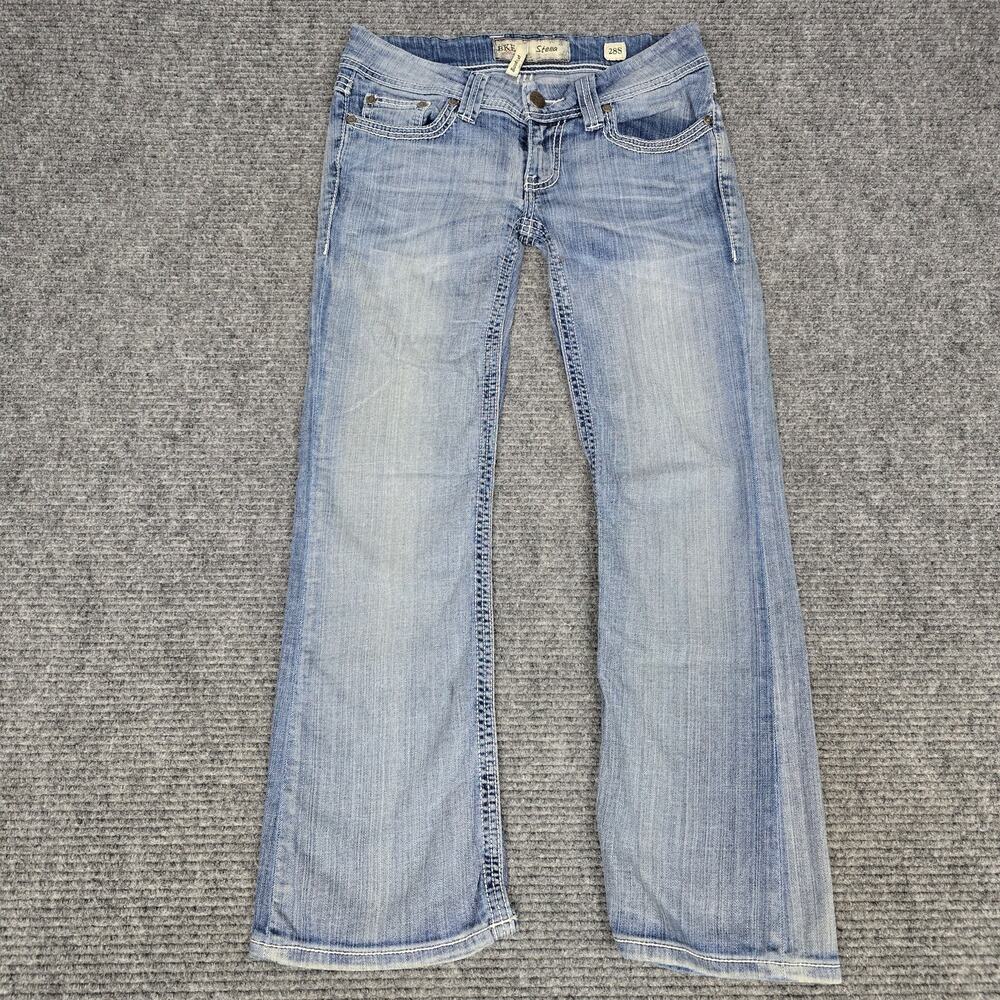 BKE Stella Jeans Womens 28S 29x28 Light Wash Low Rise Bootcut Stretch Denim